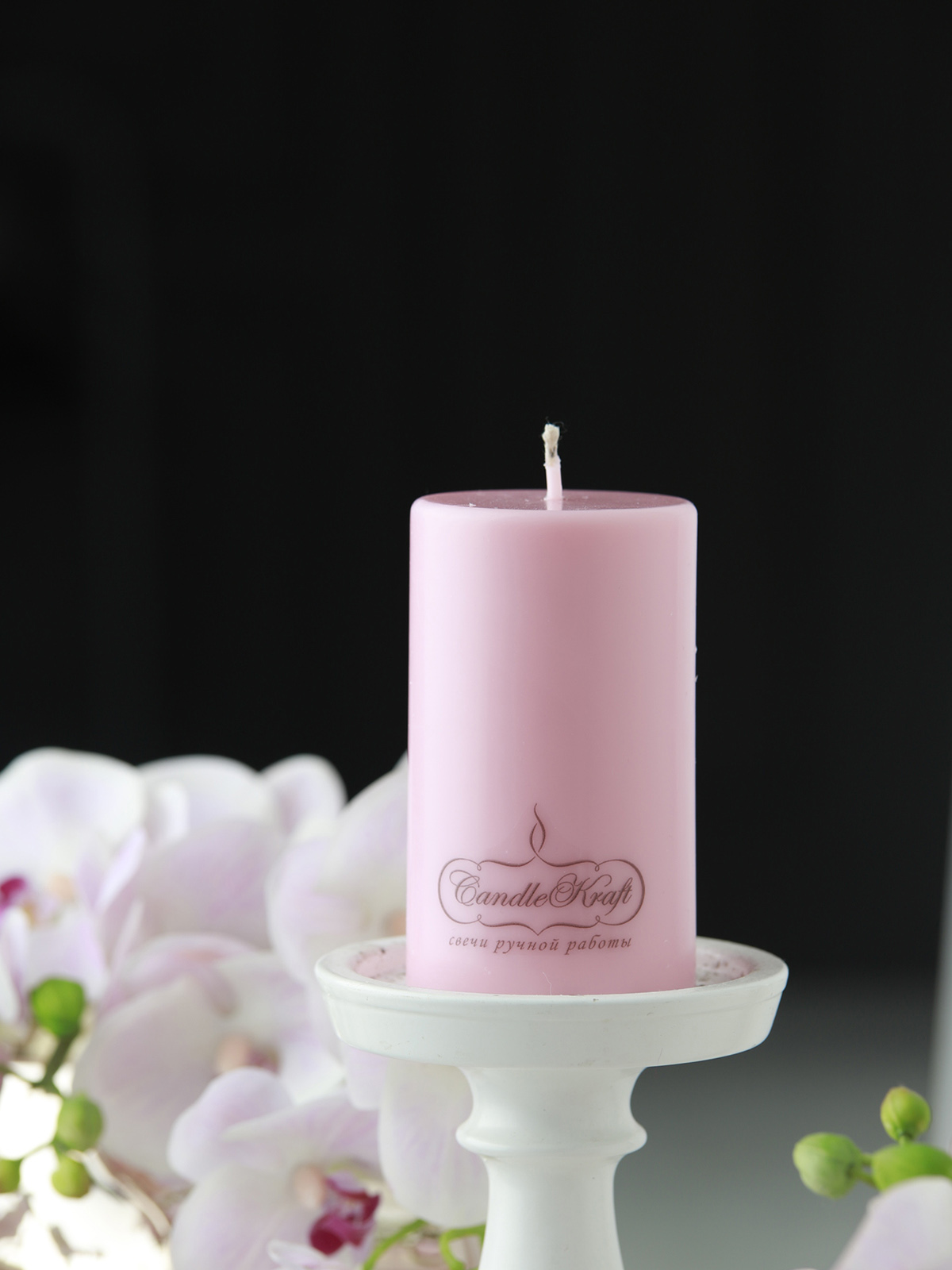 Свеча интерьерная из соевого воска CandleKraft EcoTrend Pink Medium "столбик"